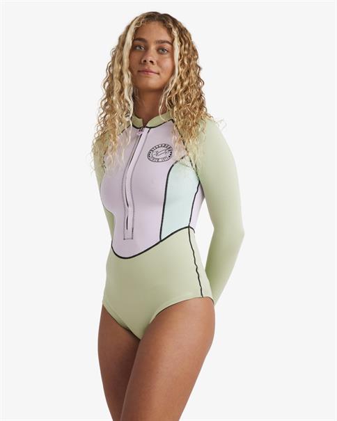 Billabong 1/1mm Salty Dayz Natural Light – Neoprenanzug mit Brustreißverschluss für Frauen