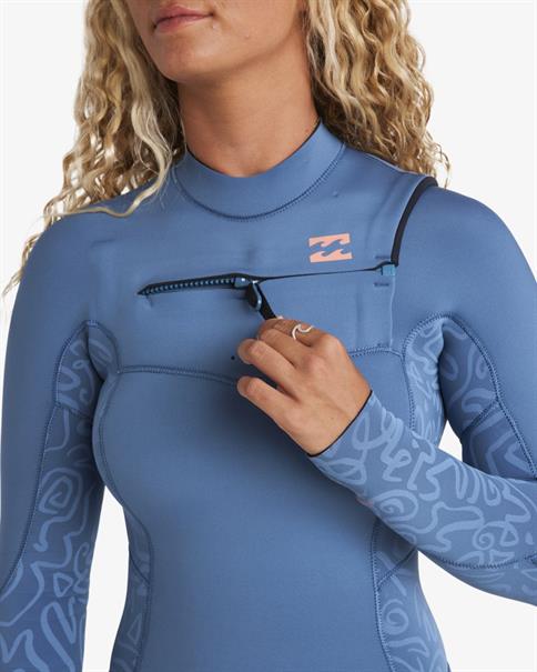 Billabong 4/3 mm Synergy Natural – GBS-Neoprenanzug mit Brustreißverschluss für Frauen