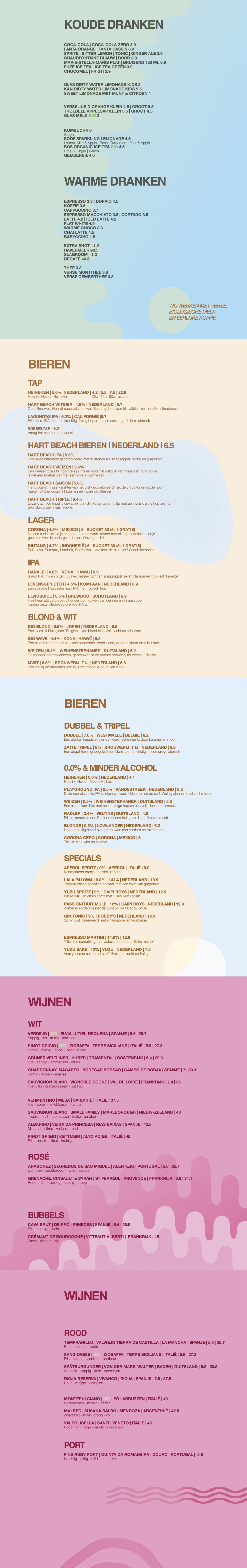 Hart Beach Surf Restaurant Scheveningen Strand Dranken Menu