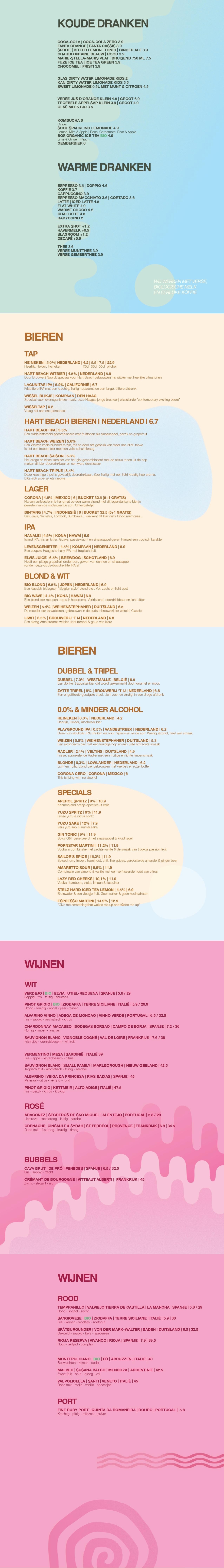 Hart Beach Surf Restaurant Scheveningen Strand Dranken Menu