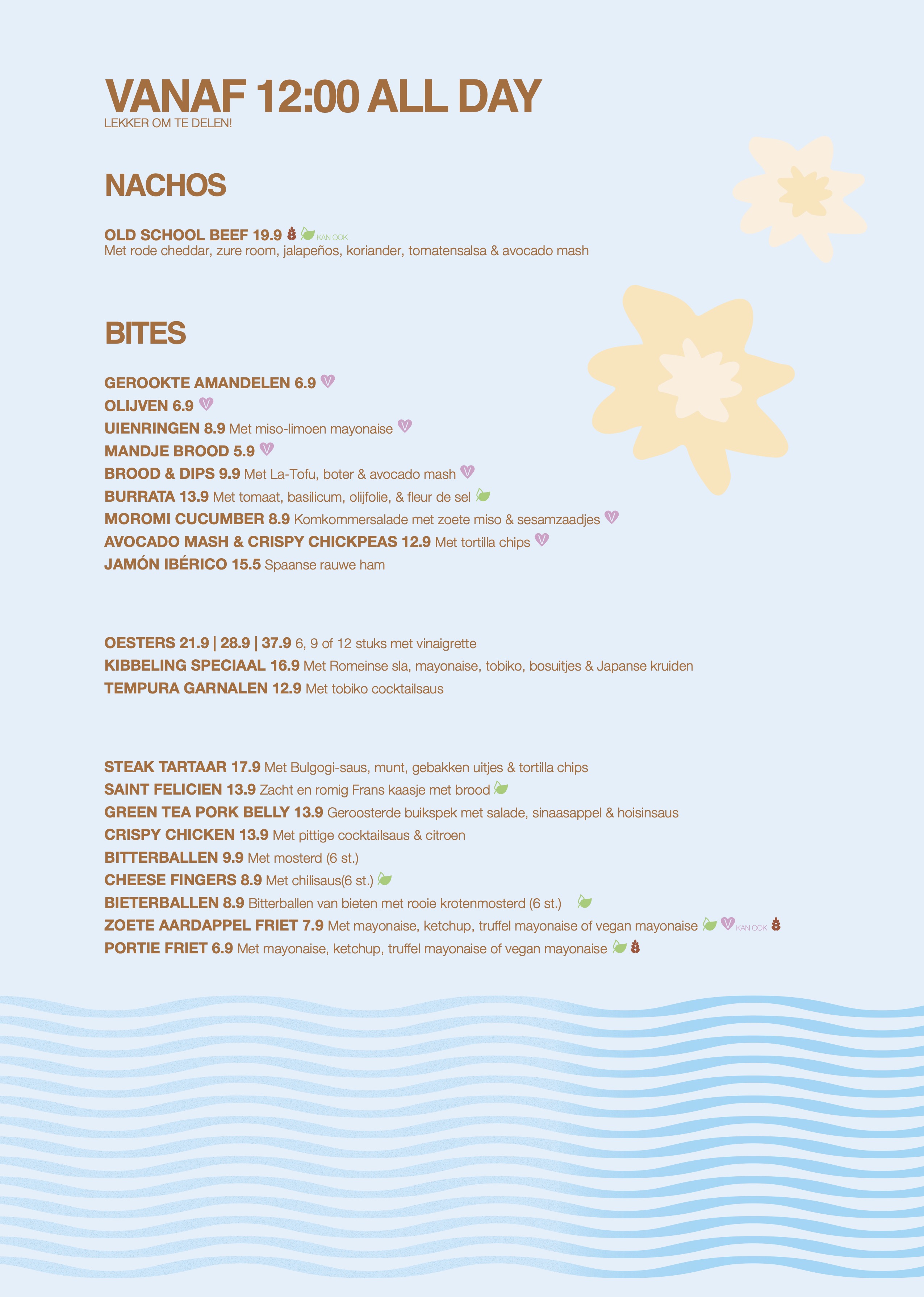 Hart Beach Surf Restaurant Scheveningen Strand Borrel & Bites Menu