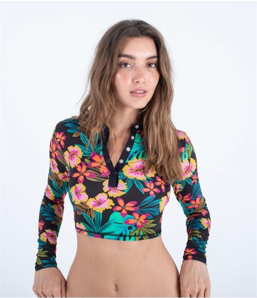 Hurley Fiji Fantasy Crop - Dames L/S Rashguard met knopen