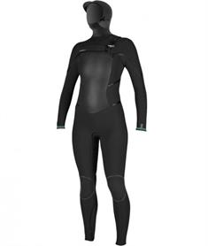 ONeill ONeill ONeill Wms Psycho Tech 6/4+ Chest Zip w/Hood Zwart - Wetsuit Dames
