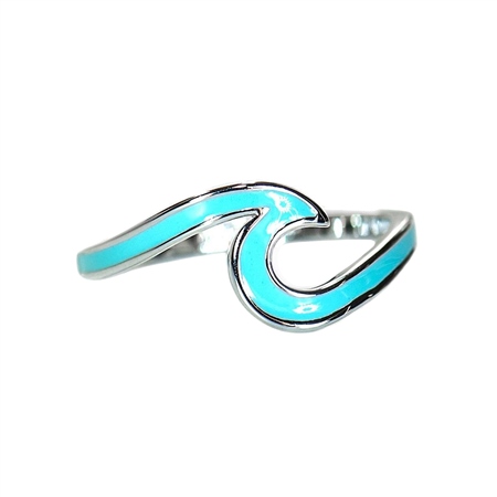 PURAVIDA Enameled Wave Ring Silver SZ 8